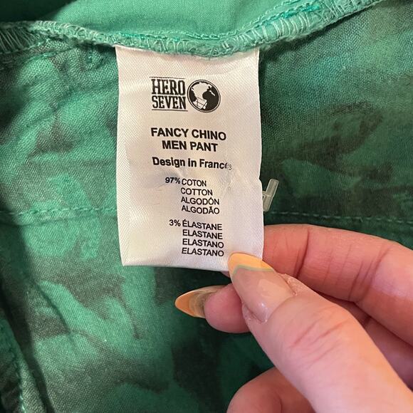 Hero Seven France Mens' Green Pattern Chino Pants 32 x 30 - Picture 10 of 15